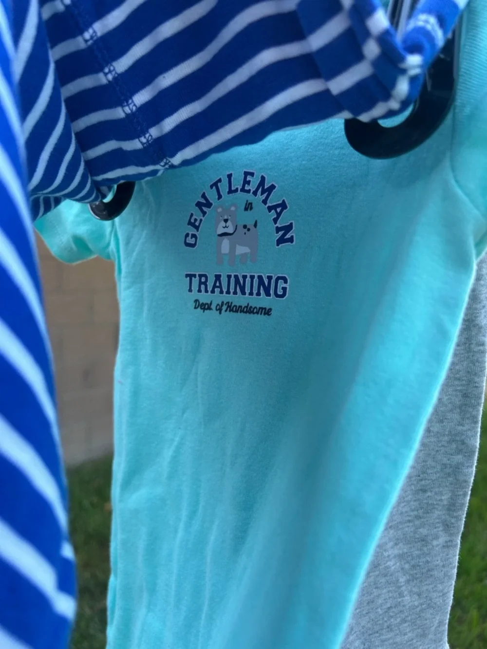 Carter's Gray 'Little Guy' Short Sleeve Bodysuit with Blue Logo